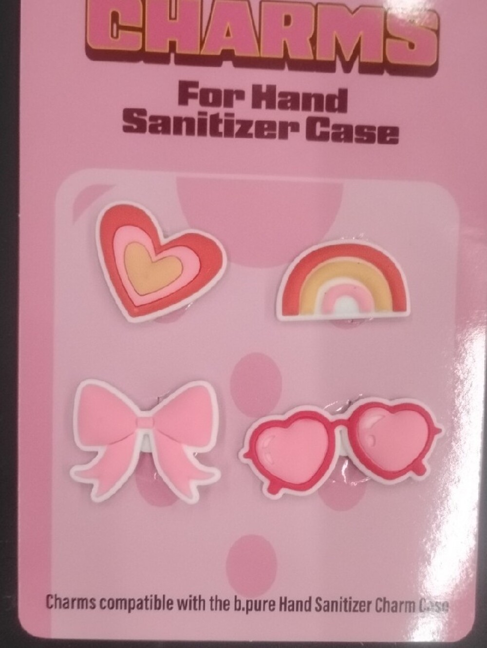 b-pure Pink Hand Sanitizer Charm Case with Decorative Charms - Picture 3 of 3